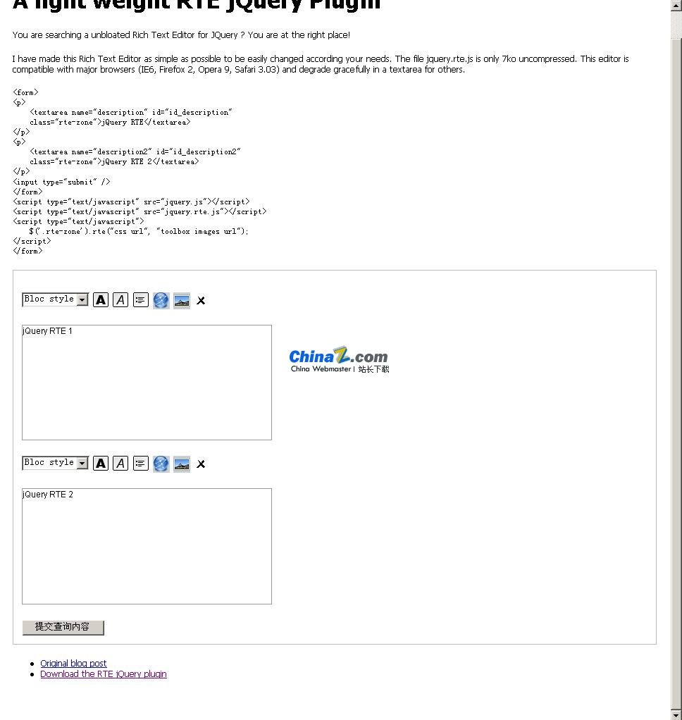 jQuery Rich Text Editor