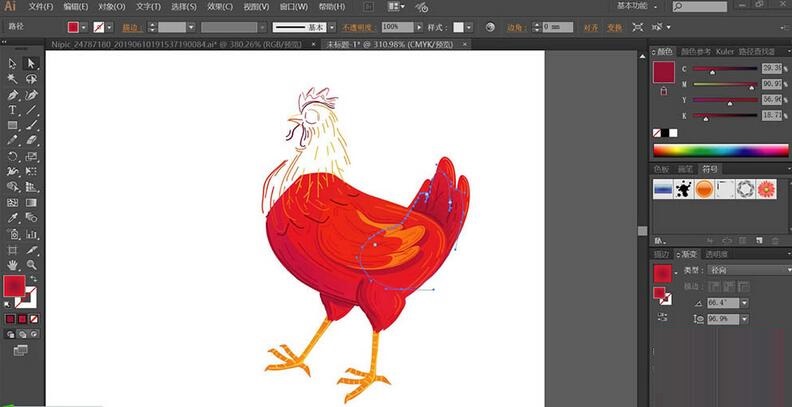 ai设计大公鸡图标的详细操作内容