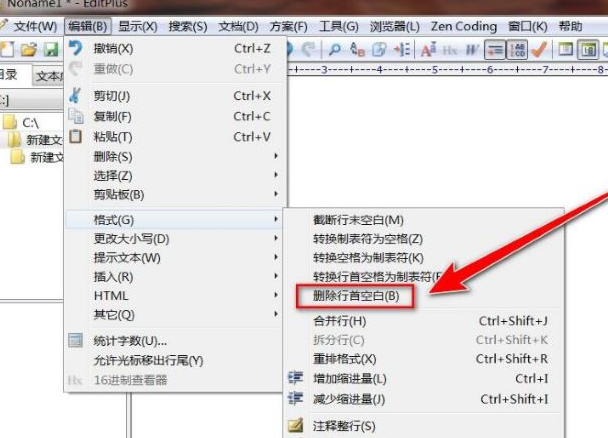 EditPlus如何删除段落首行空白