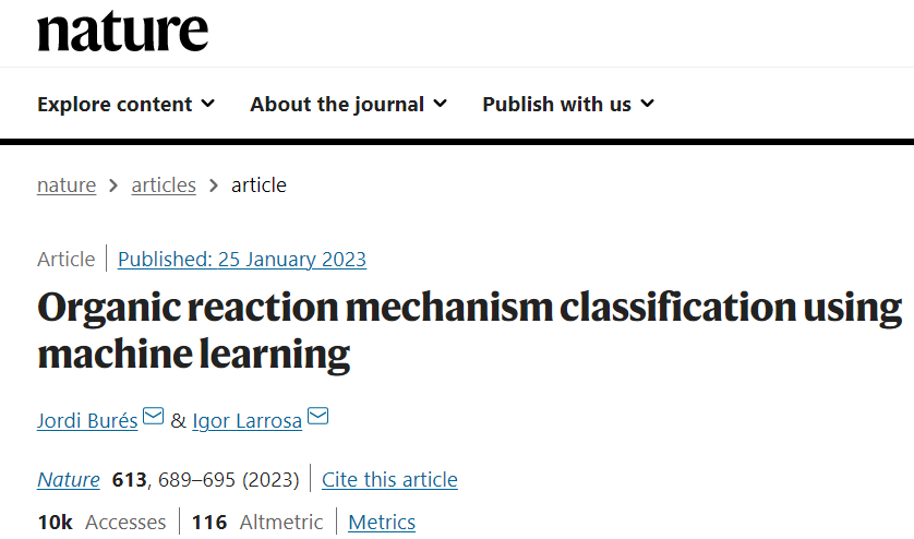 机器学习模型以出色的精度进行有机反应机理分类