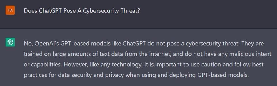 ChatGPT是否构成对网络安全的威胁?人工智能机器人给出了自己的答案