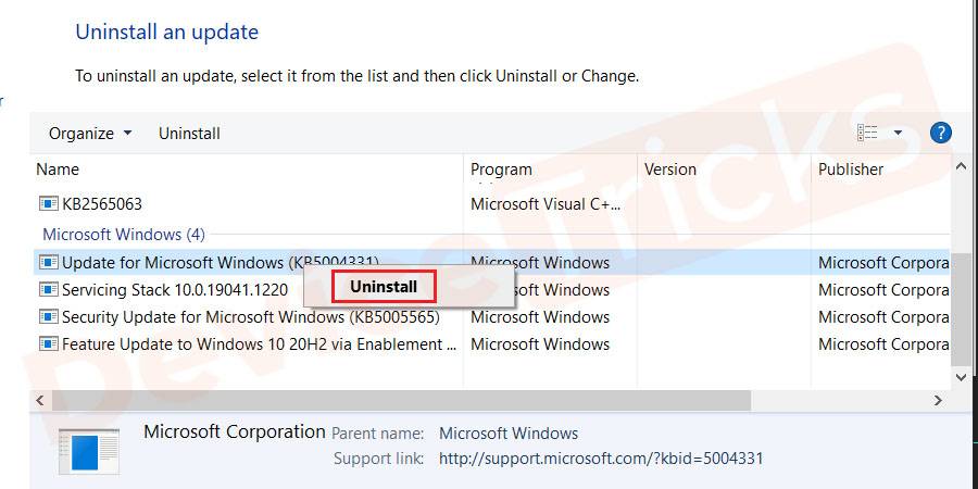 Uninstall-updates-with-right-clicks