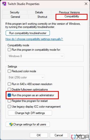 Properties-window-with-setting-to-run-app-as-an-administrator-enabled