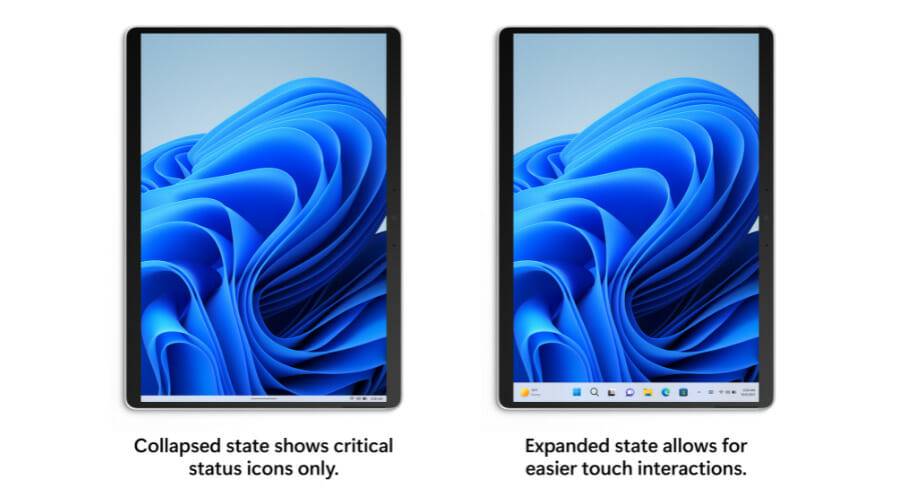 在最后一个 Windows 11 开发版本中添加了平板电脑模式优化任务栏