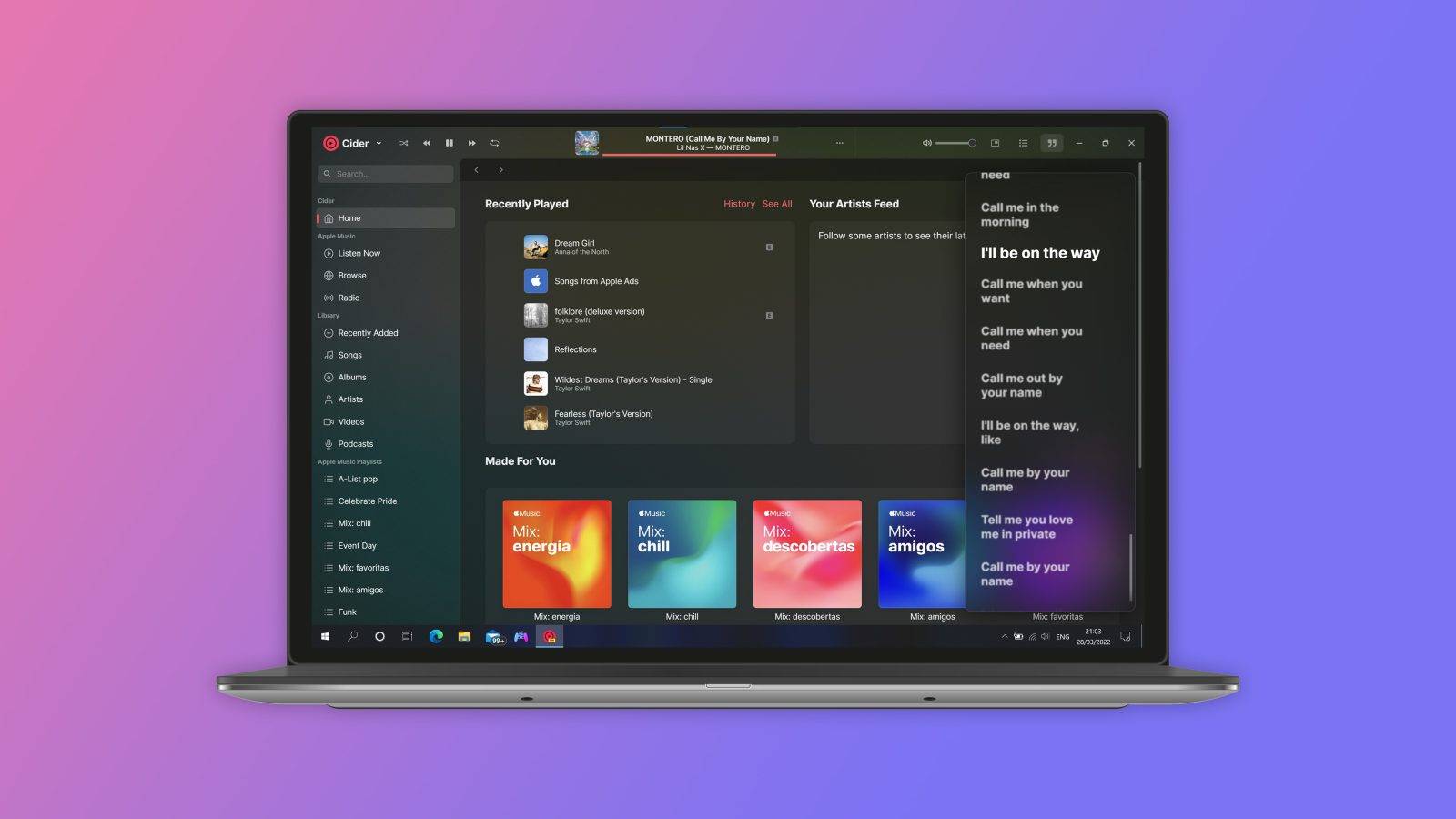 Cider 是替代 Apple Music 桌面客户端，但 iTunes 中缺少功能