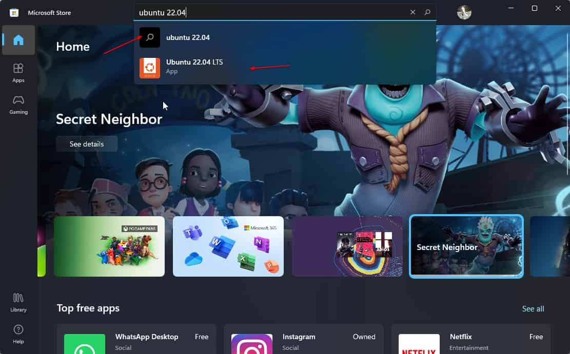 Search-for-Ubuntu-22.04-WSL-app