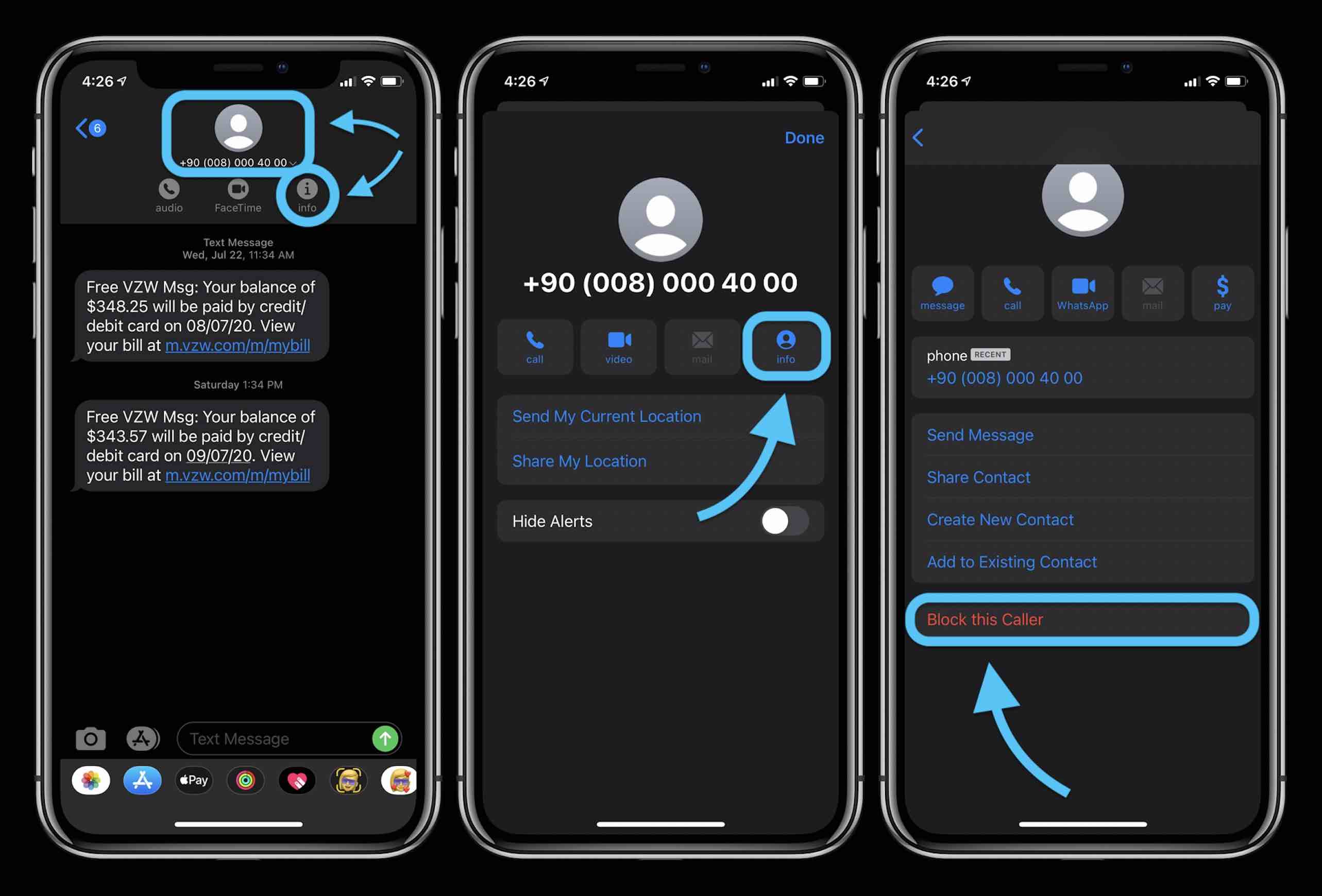 如何在 iPhone 上点击几下阻止文本