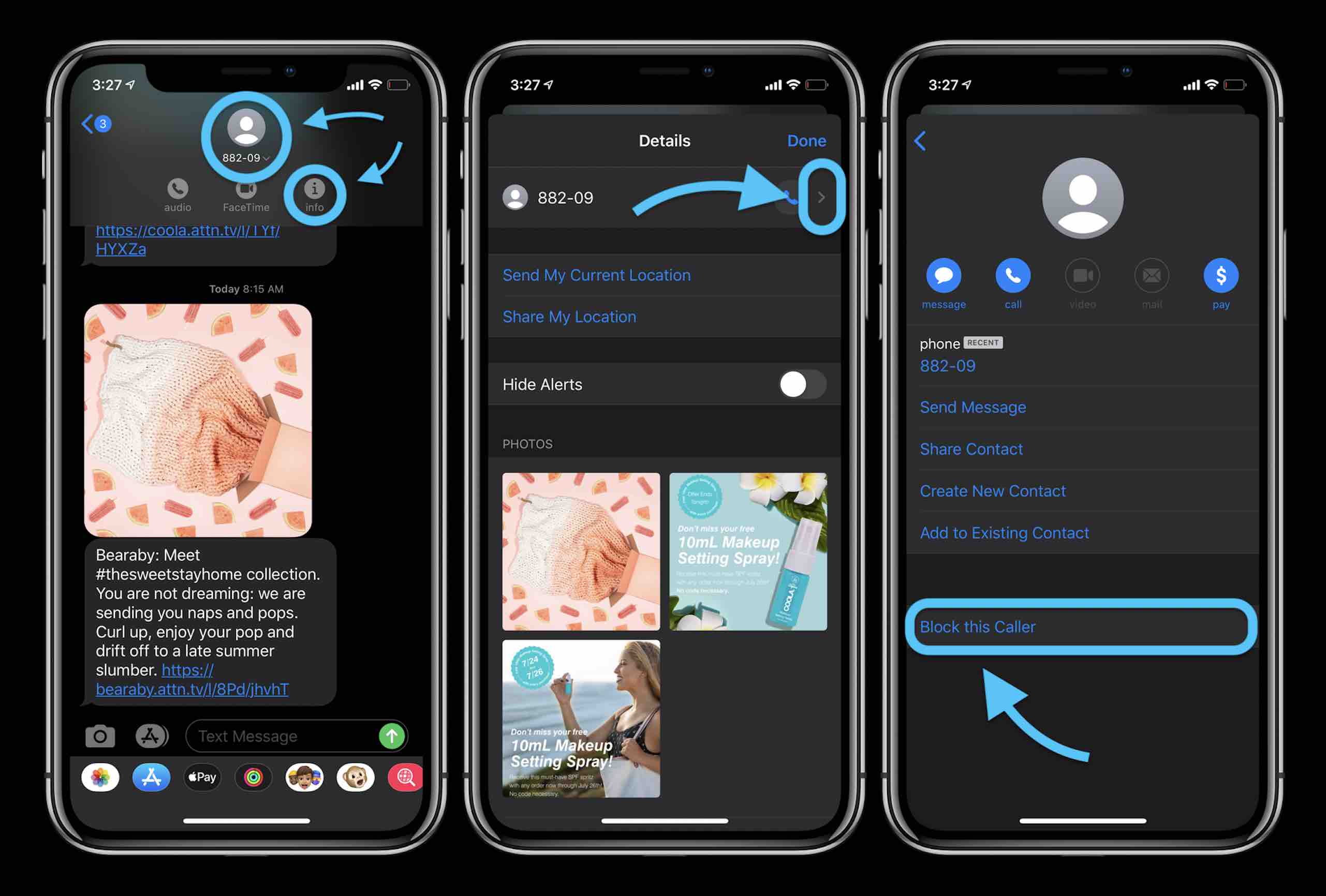 如何在 iPhone 上点击几下阻止文本