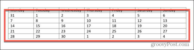 如何在 Word 中制作日历