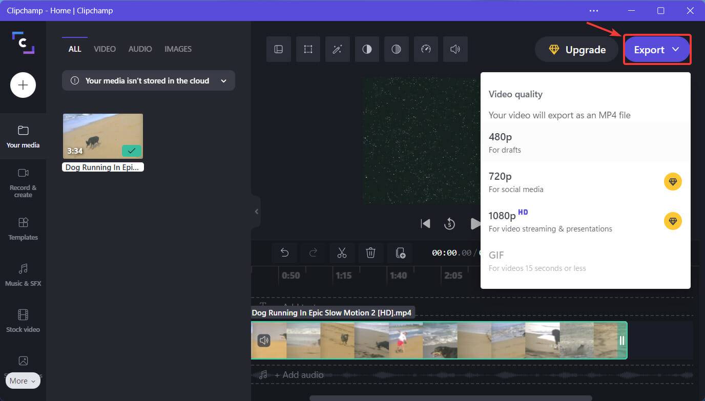 clipchamp-export-video