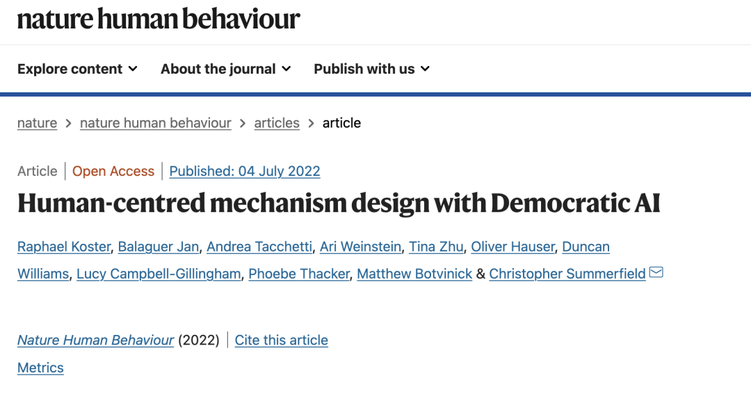 DeepMind最新研究：AI击败人类，设计出更好的经济机制｜Nature子刊