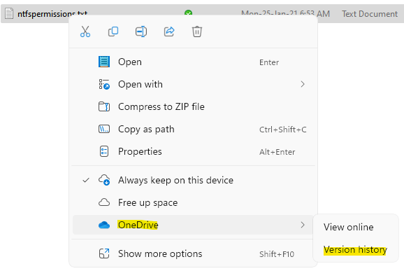 如何恢复以前版本的 OneDrive 文件