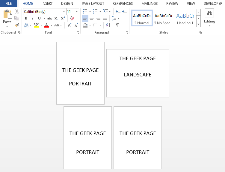 如何更改 MS Word 文档中单页的方向