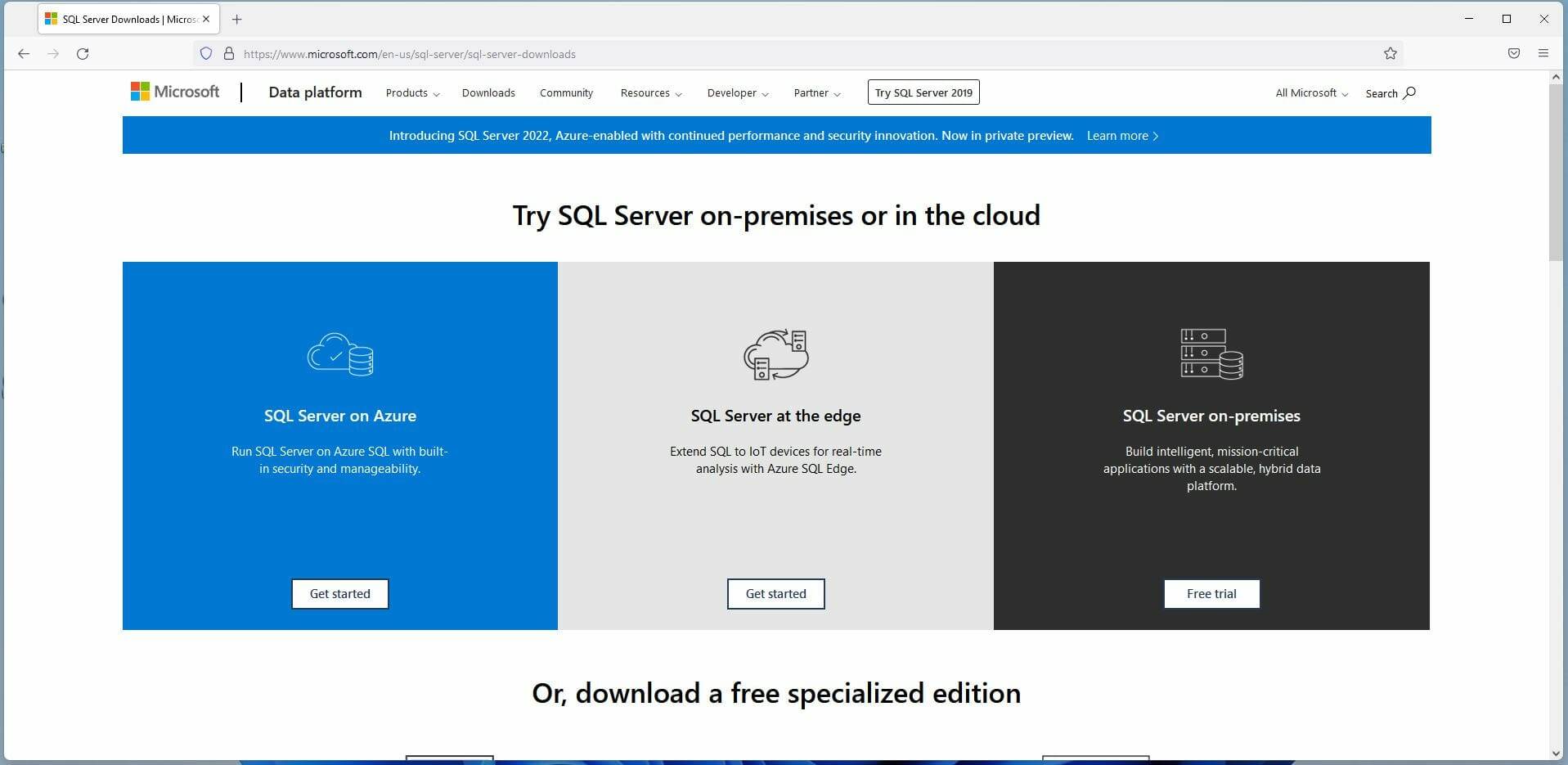 在 Windows 11 上下载并安装 Microsoft SQL Server 2019