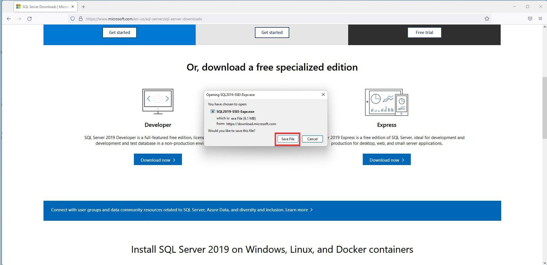 在 Windows 11 上下载并安装 Microsoft SQL Server 2019