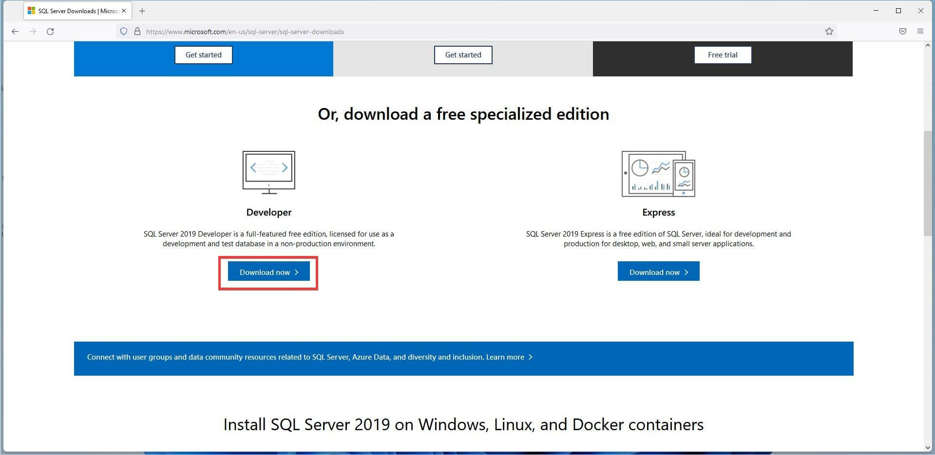 在 Windows 11 上下载并安装 Microsoft SQL Server 2019