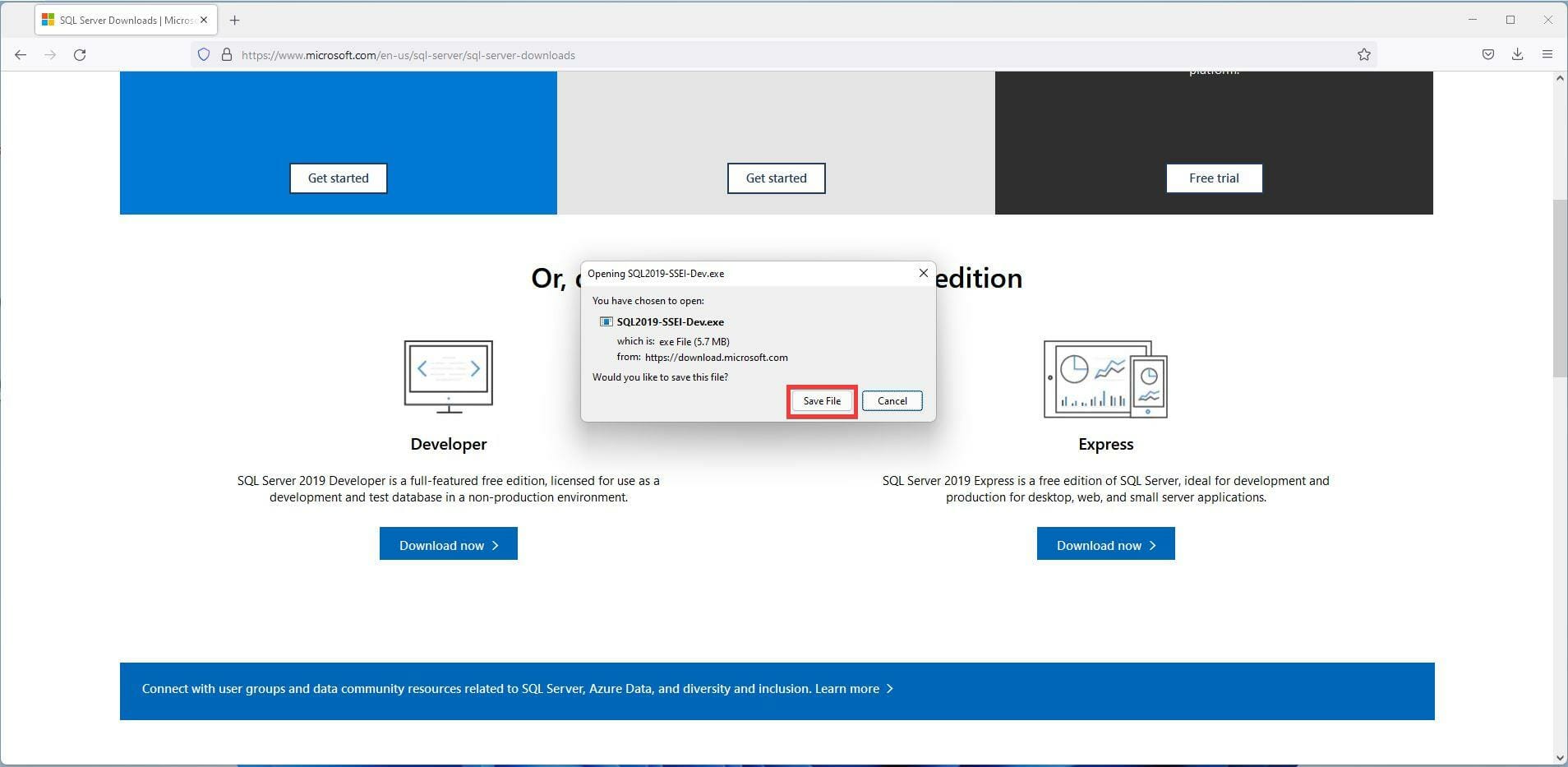在 Windows 11 上下载并安装 Microsoft SQL Server 2019
