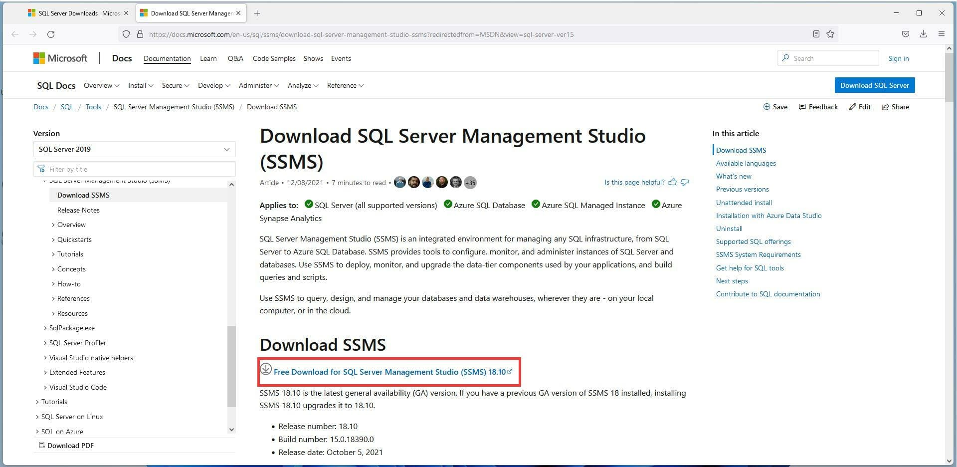 在 Windows 11 上下载并安装 Microsoft SQL Server 2019