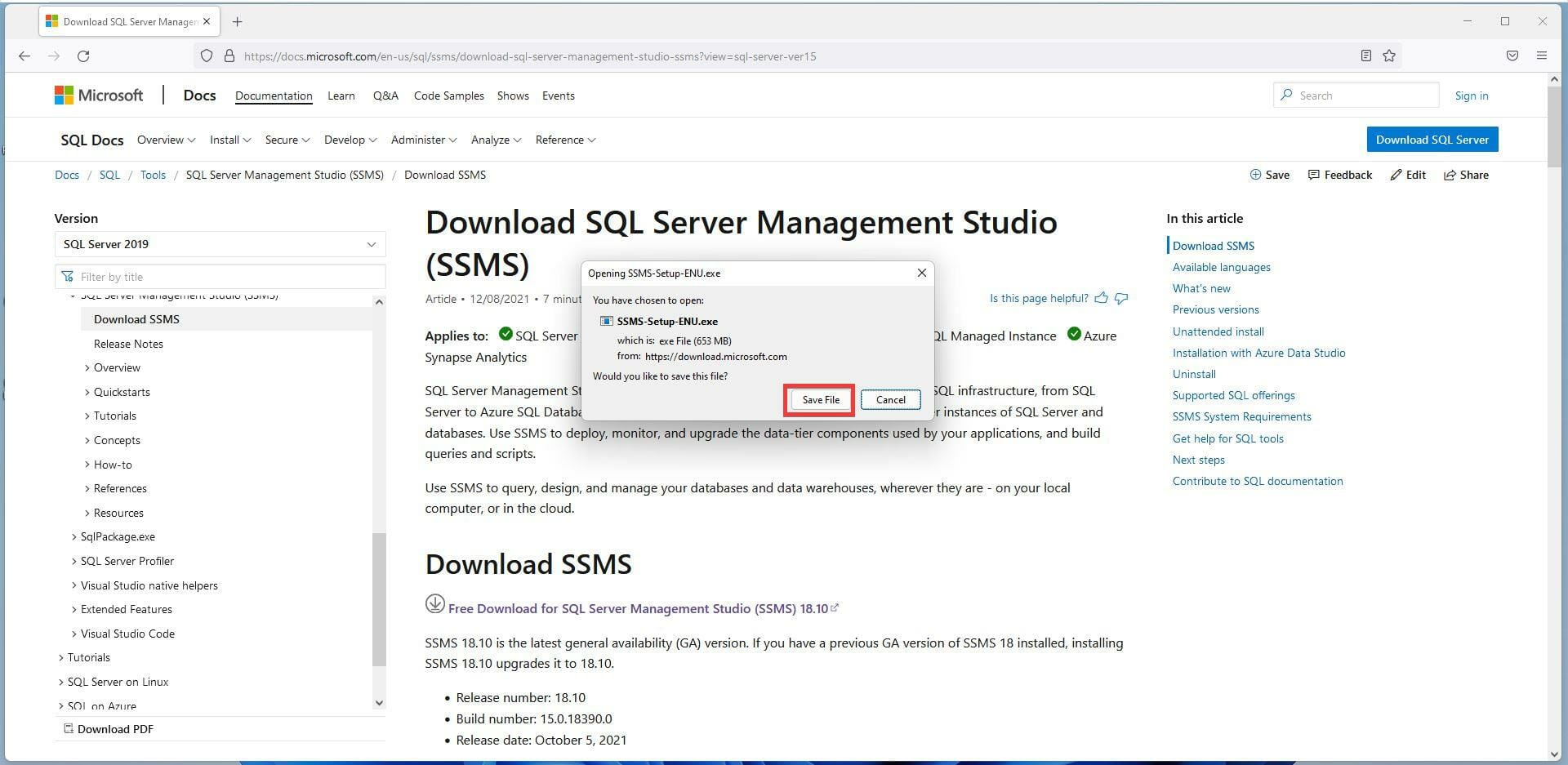 在 Windows 11 上下载并安装 Microsoft SQL Server 2019