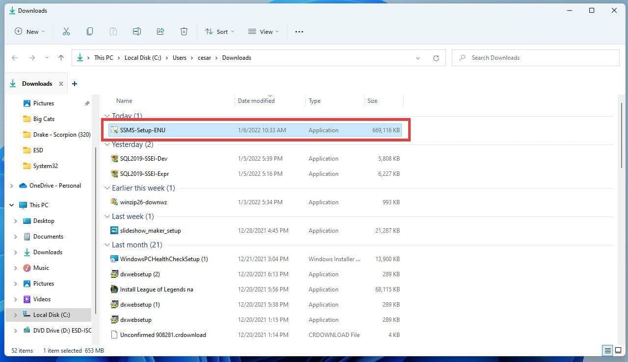 在 Windows 11 上下载并安装 Microsoft SQL Server 2019