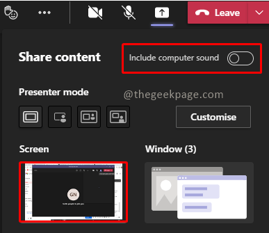 如何在 Microsoft Teams 上共享屏幕时包含系统声音