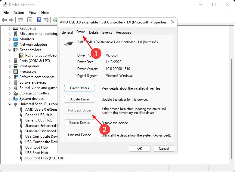 Roll-back-USB-driver