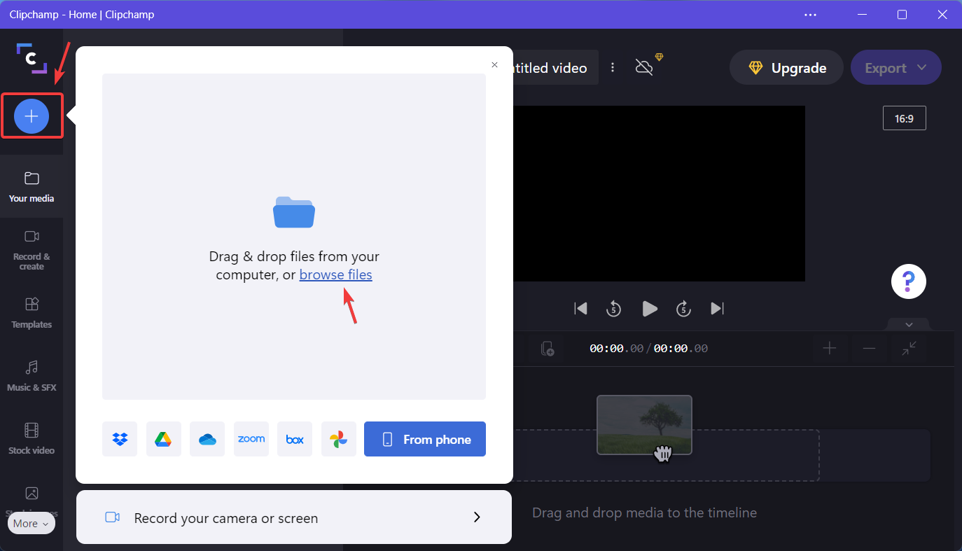 clipchamp-upload-video