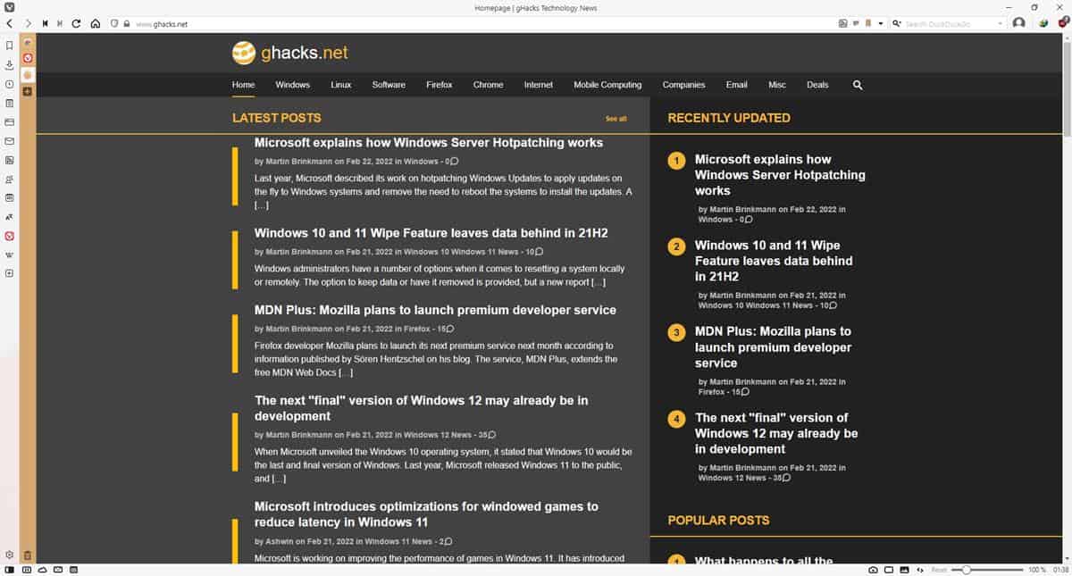Mozilla 正在考虑为 Firefox 引入垂直选项卡