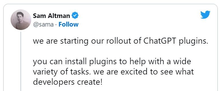 OpenAI公司通过添加插件迅速将ChatGPT转变成为开发者平台