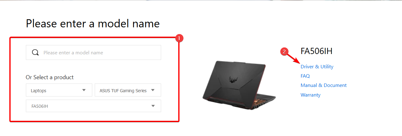 model-name-asus-driver