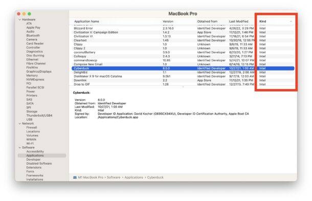 如何在 Apple Silicon Mac 上查找英特尔应用程序