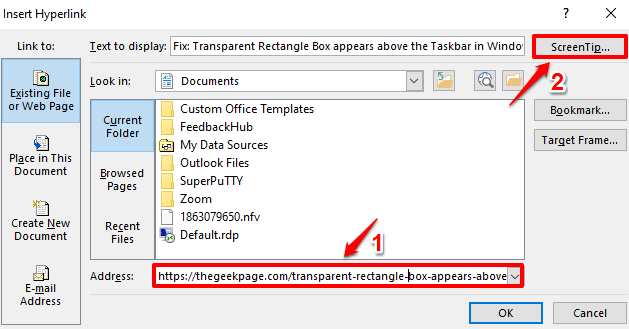 如何将屏幕提示添加到 MS Word 文档