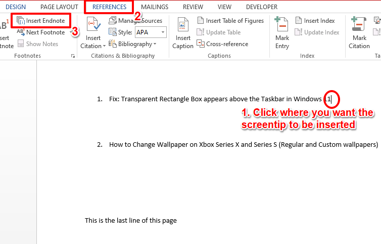 如何将屏幕提示添加到 MS Word 文档