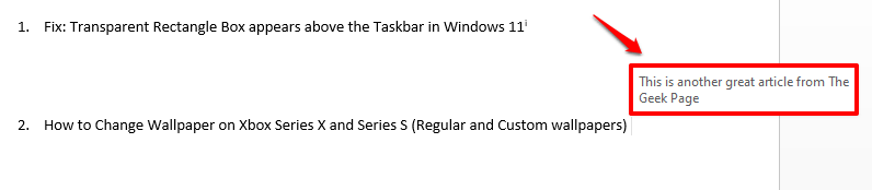如何将屏幕提示添加到 MS Word 文档