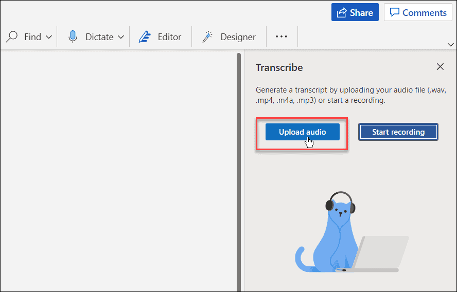 如何在 Microsoft Word 中转录音频文件