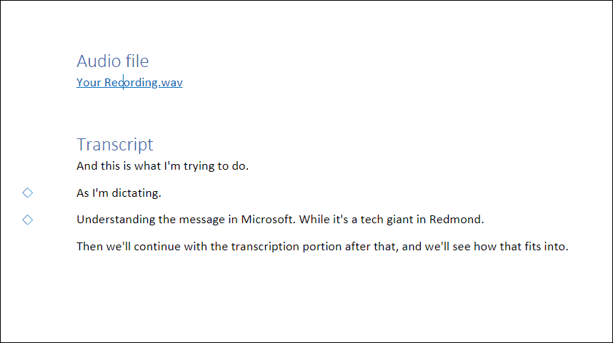 如何在 Microsoft Word 中转录音频文件