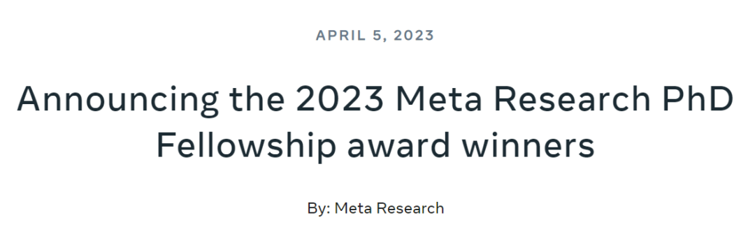 2023 Meta博士奖研金名单出炉：华人学者超1/3