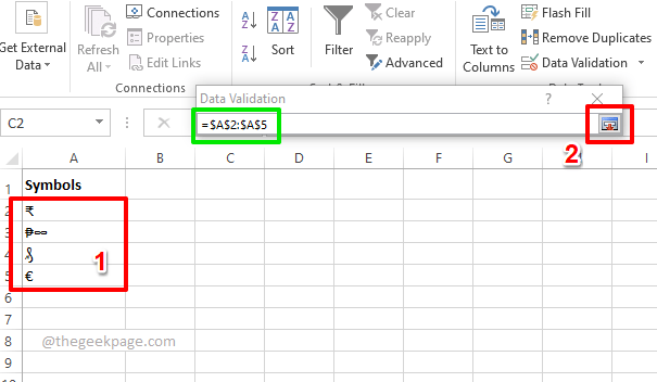 如何在 Excel 中创建带有符号的下拉列表