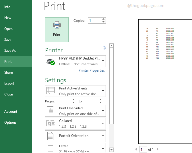 如何仅打印 Excel 文档的特定部分