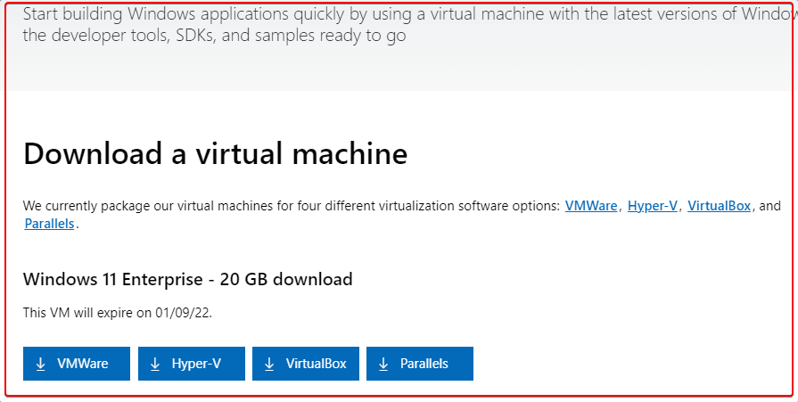 下载适用于 VMWare、Hyper-V、VirtualBox 和 Parallels 的官方 Windows 11 企业 VM 映像