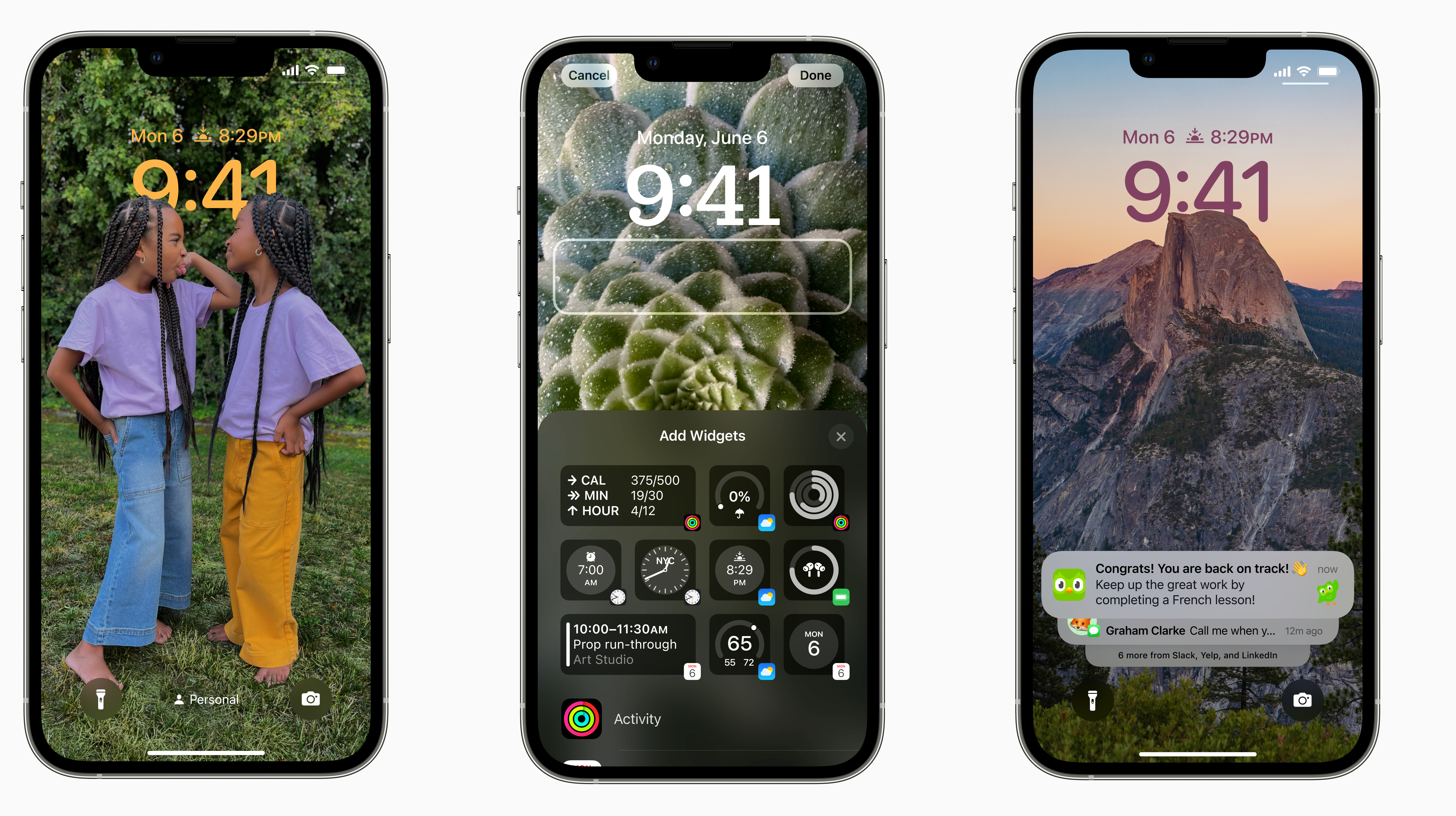 屏幕截图显示 iOS 16 上的锁屏改进