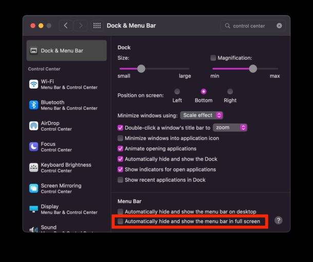 如何让 Mac 上的菜单栏保持全屏模式