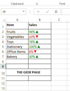 如何在 Excel 中格式化带红色的负值和带绿色的正值