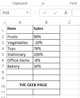 如何在 Excel 中格式化带红色的负值和带绿色的正值