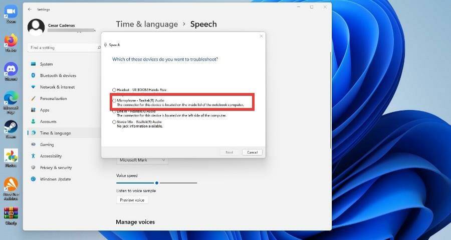 在 Windows 11 上使用文本转语音和语音识别