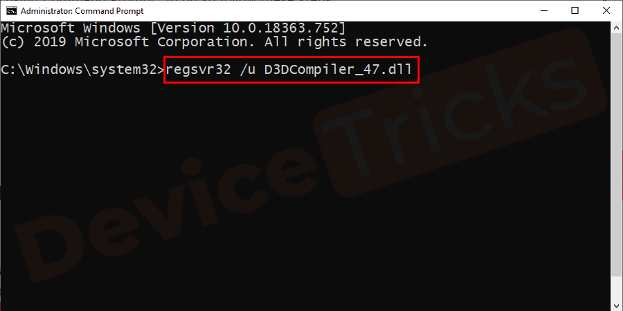 regsvr32-u-D3DCompiler_47.dll-command