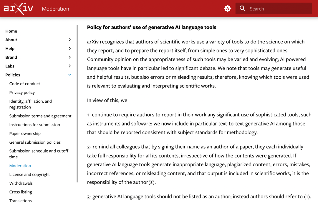 arXiv正式规定：预印本不允许以ChatGPT等工具为作者