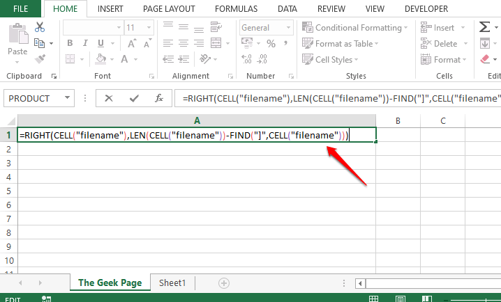 如何在 Excel 中获取当前工作表的名称
