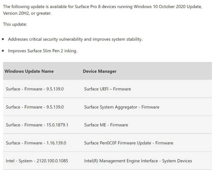Microsoft Surface Pro 8 开始获得 2022 年 5 月的固件更新