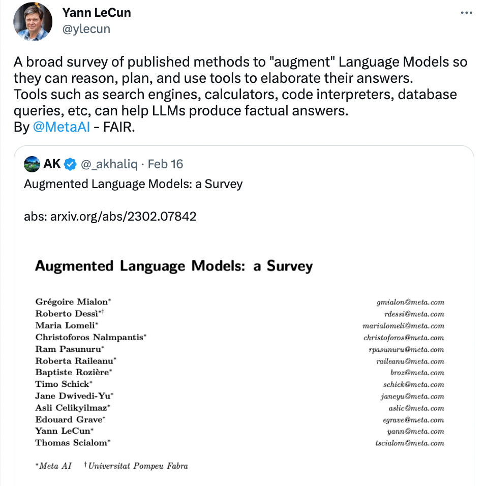 GPT-4发布后，其他大模型怎么办？Yann LeCun：增强语言模型或许是条路